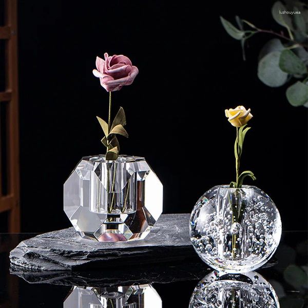 Vases Vase à bulles simple et moderne, décoration en cristal de luxe légère