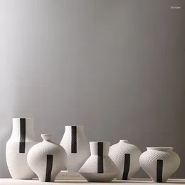 Vases moderne simple céramique en céramique encre saut de couteau motif de décoration créative modèle de décoration de salle El Bogu.