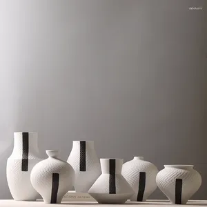 Vazen Modern Simple Ceramic Vase Retro Ink Flower Arrangement Patroon Pot Creative Room Decor Exquisite Decoration Home Design