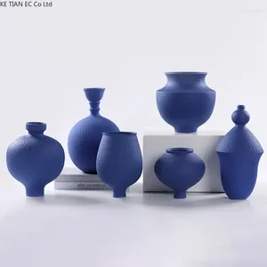 Vases Modern Simple Handmade Handmade Ceramic Decorative Vase Vase Table Home Decoration Couteau Bleu Bleu 12 pièces de Porch TV Cabinet