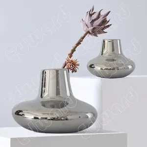 Vazen moderne eenvoudige vaas Noordse stijl creativiteit woonkamer slaapkamer zilveren keramische decoratie bloem arrangement