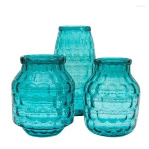 Vazen Modern Simple Water Cube Honeycomb Blue Polka Dot Glass Vase Home Decoratie Tabletop Craft