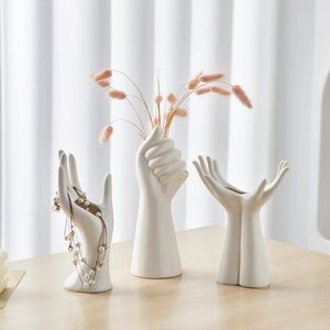 Vases Style moderne Vase à main en céramique fleur séchée pot de fleurs décoratif décoration de la maison accessoires décor amour cadeau 231211