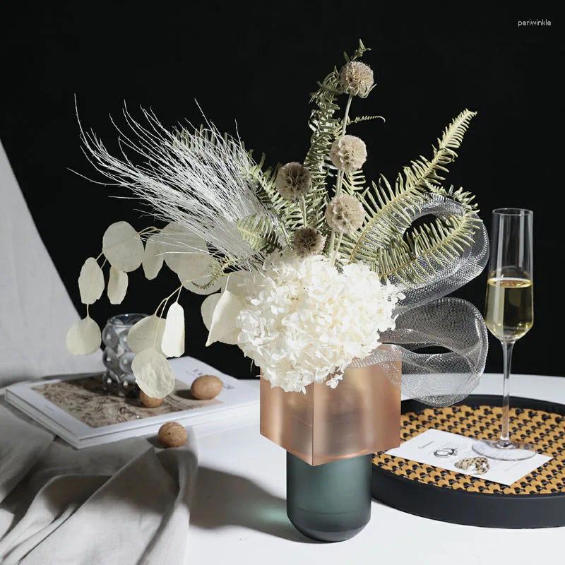Wazony nowoczesne dwa kolorowe żywice kryształowe wazon domowy sztuka dekoracja kwiatów salon jadalnia el stół akcesoria