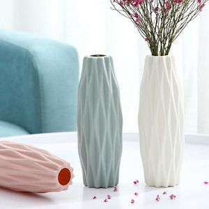 Vases Vases Modernes Décoration Maison Style Nordique Blanc Imitation Pot En Céramique Arrangement De Fleurs pour Plante Intérieure Vase En Plastique Décor P230411
