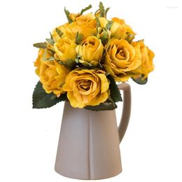 Vases Vases Multicolor Rose Écriture Bouquet Decoration Ornements floraux Fleur de soie et coffret d'émulation