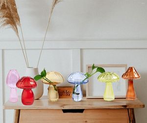 Vases champignon bouteille hydroponique verre clair fleur bourgeon Vase Arrangement salon maison décoration de bureau