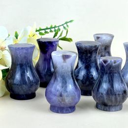 Vases Natural Healing Crystal à la main sculptée Amethyste Small Vase Crafts Decoration pour cadeaux