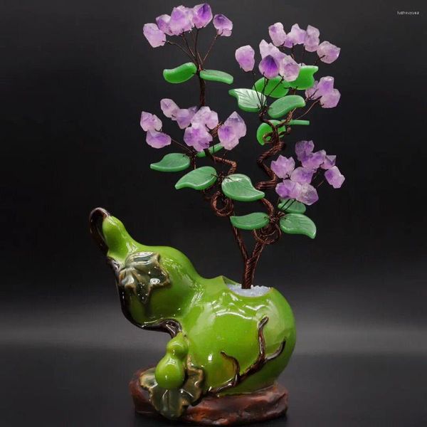 Vases Natural Safety Gourd Amethyst Wealth Tree Ornaments Original Stone Home