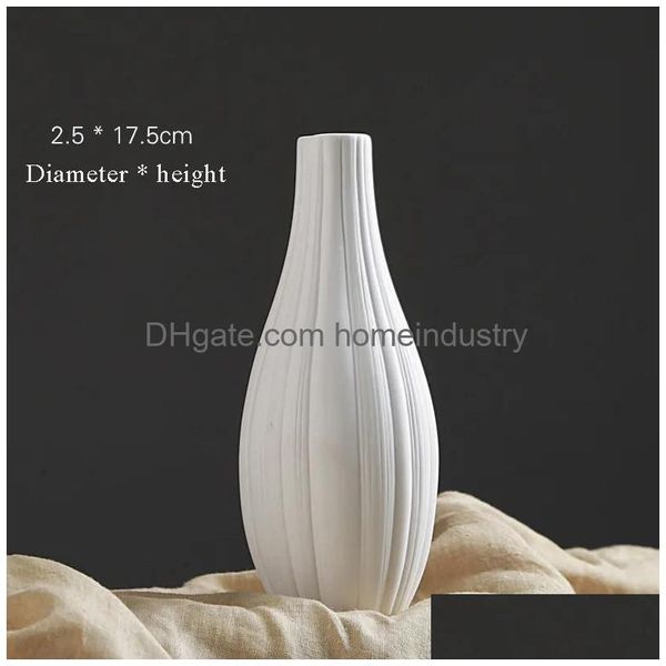 Vases Nouveau artisanat en céramique vase blanc moderne simple porcelaine salon décoration ameublement artisanat 210409 livraison directe maison Dhhz5