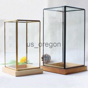 Vazen Nieuwe Miniatuur Glas Terrarium Geometrische Diamant Desktop Tuin Planter Voor Indoor Tuinieren Home Decor Vazen Met Houten Voetstuk x0630