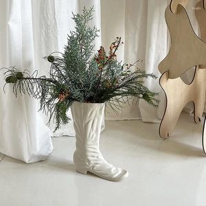 Vazen Nordic Abstract Witte Laarzen Hoge Hakken Vaas Creatieve Keramiek Bloemschikker Stijlvolle Woondecoratie Ornamenten Kerstcadeaus