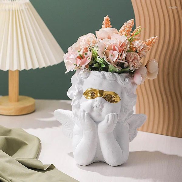 Vases Nordic Angel Vase Sculpture Décor à la maison Fleur séchée Salon Décoration Accessoires de bureau Pot Résine Artisanat Cadeau