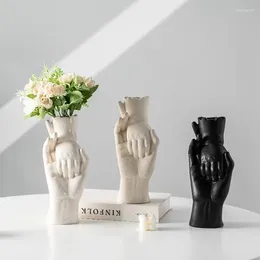 Vases Nordic Big Hand Trayer Small Ceramic Vase Ornaments Homestay Desktop Flower Art Art Home Decoration Accessoires