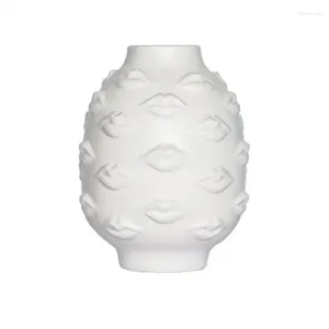 Vases Nordique noir et blanc lèvres design céramique vase ustensiles floraux hydroponique fleur séchée Ikebana Ware moderne décoration douce
