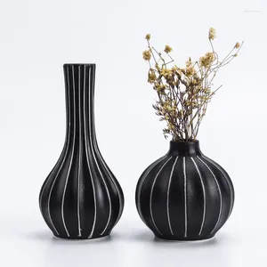 Vases Nordic Black Striped Vase Vase Vase Home Decoration Aesthetics Modern Living Room Desk Flower Creative for Flowers