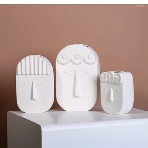 Vases Nordic Ceramic Face Vase Decoration Salon Room Séché Arrangement de fleurs moderne Créative Creative Simple Dining Table Blanc