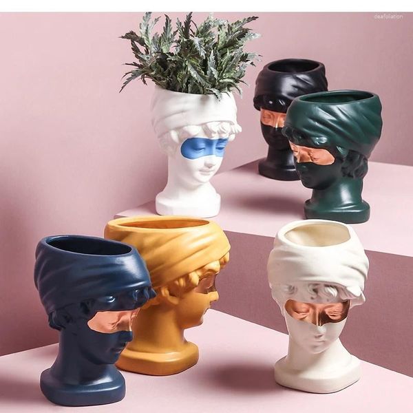 Vases Nordic Ceramic Girl Sculpture Character Fleur Pot Créatif Fourniture Création du salon