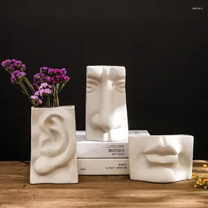 Vazen Noordse keramische mondoren Neusmodellering Bloemvaas Human Pot Modern Art Creative For Home Table Office Decor