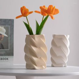 Vases Vase en céramique nordique blanc design géométrique créatif simple bouche étroite table moderne plante bouteille fleur pot décoration
