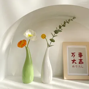 Vases Céramique Nordique Vase Simple Fleur Arrangement Sec Conteneur Ins Solide Couleur Porcelaine Décor De Bureau Ornements