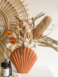 Vases Nordic Creative Ceramic Morandi Shell Art Ornements Ins Modern Decorative Home Decor Room Wedding