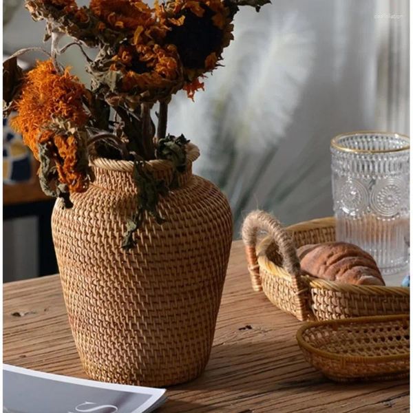 Vases Nordic Decor Flower Vase Handmade Rattan Salon Room Dry Table Natural Environmental Protection Home Design
