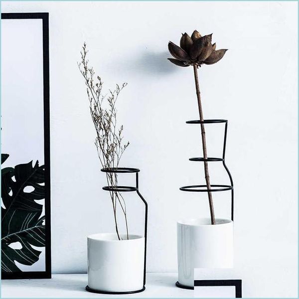 Vases Décoration nordique Accueil Art Design Y Céramique Vase Scandinave Style Minimaliste Accessoires Moderne Livraison Directe 20 Homeindustry Dhpk7