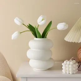 Jarrones de escritorio nórdico Arte Arreglo Flower Donut Vase de cerámica Moderna Modern Sala Inserto Simulación Decoración del hogar Estética