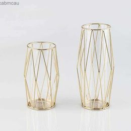 Vases en verre de fer en forme de diamant nordique Vase Vase Gold Floar Vase Vase Vase Vase Flower Pot Home Wedding Decoration