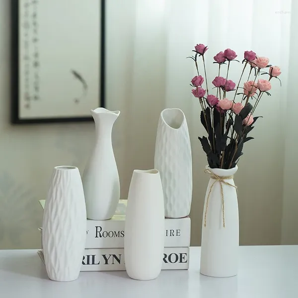 Vases Nordic Flower Vase Ceramic Pot Simple Basket Decor Decorative Decorative Pottery Séché Arrangement moderne