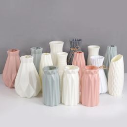 Vases Vase à fleurs nordique Imitation céramique Pot en plastique maison salon bureau décoration mariage pièce maîtresse Arrangement 231130