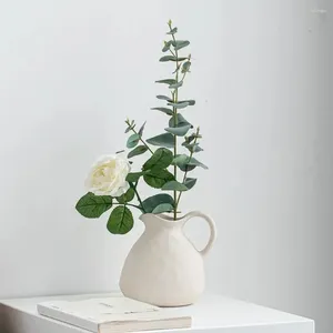 Jarrones Vasos de flores nórdicos Cerámica multipropósito moderna Cerámica Decoración del hogar Casta de la cesta White Basking Jardinería