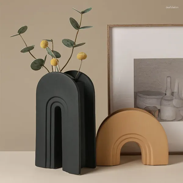 Vases Nordic Geometric Ceramic Living Room Entrance Bibliothèque TV Cabinet TV Decoration Art Couleur pure