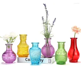 Vases Vases à fleurs en verre nordique coloré Styles Vintage petite bouteille décor à la maison créatif Mini bureau table de mariage