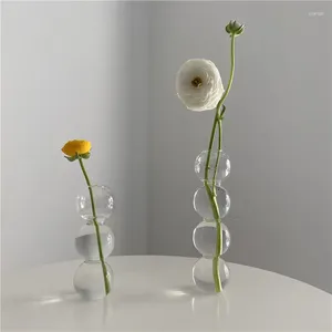 Vases Nordic Glass Flower Vase Creative Bubble Bouteau en forme de bille hydroponique transparente Ornement de table de mariage à la maison à la maison