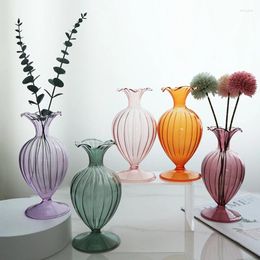 Vases Nordic Glass Vase Colorful Transparent Art Flower Pot Large Boulline Plant Bouteille Hydroponie Terrarium Container Table Home