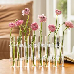 Vases Nordic Glass Vase Fleur esthétique Ikebana Design Tall Hydroponic Transparent Luxury Modern Vasi Home Decoration WK50VA