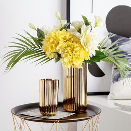 Vases Nordic Gold Luxury Céramique Placage Vase Grande Décoration Ins Style Creative Flower Arrange de salon Table de thé