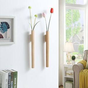 Vazen Nordic Hanging Wall Flower Vaas Decoratie Minamalism Wood Beech Black Walnut