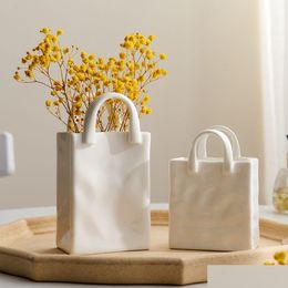 Vases Nordic Home Decor Handsbag Céramique pour fleurs Room Modern Séchoté Arrangement de vase de vase créatif Plante Pot Drop Livraison DHCQW
