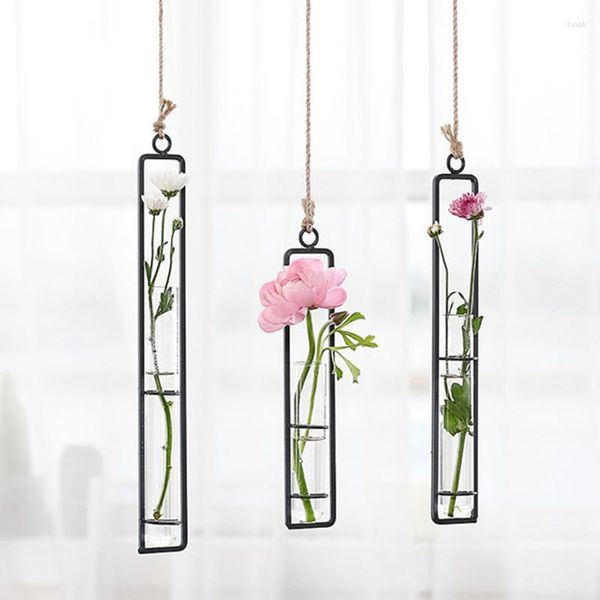 Vases Nordic Home Flower Vase mural Tube à essai Conteneur en verre transparent Suspendu Bouteille de plantes à air