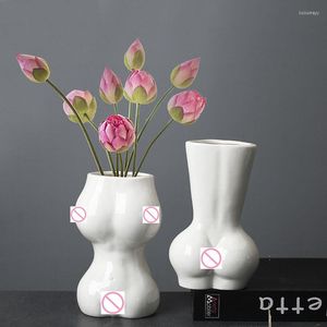 Vases nordique corps humain céramique décoration de la maison accessoires bureau Table à manger Arrangement de fleurs conteneur séché