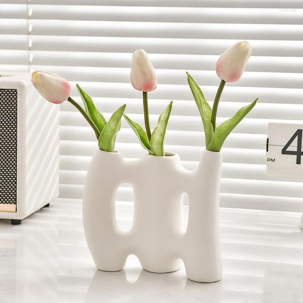 Vases idées nordiques art céramique vase créatif pour fleur séchée décorative salon décor accessoires bureau bureau plaid