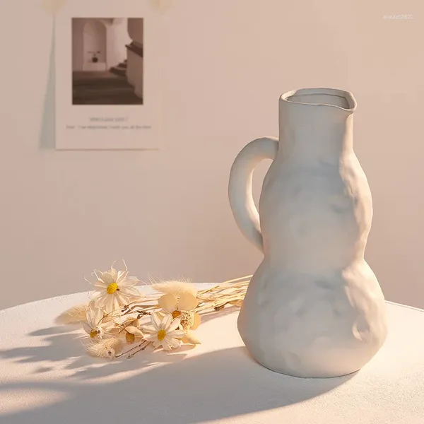 Vases Nordic Ins Abstrait Blanc Végétarien Céramique Vase Ornements Creative Bureau Arrangement De Fleurs Conteneur Décor Sec