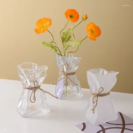 Jarrones Nordic Ins Glass Vase Luz de lujo Irregular Transparente Creative Exhibition Hall Decoración Aquacultura Arte Flower