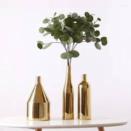 Vases Nordic Ins Golden Electroplasing Crafts Céramique Vase Home Decoration Arrangement de fleurs Ornements de salon décor de salon