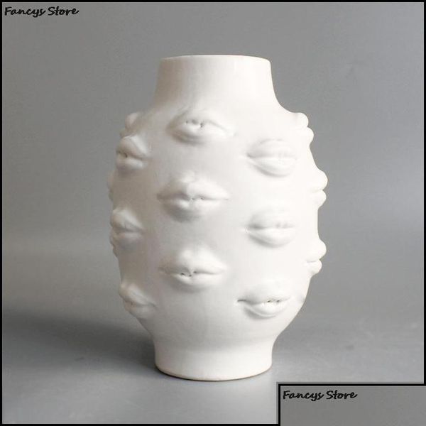 Vases Nordic ins Style Creative Personalité Face Vase Vase moderne Lèvres minimalistes Céramic Floral Home Bar Liberstore Décoration Ornements Dhukn