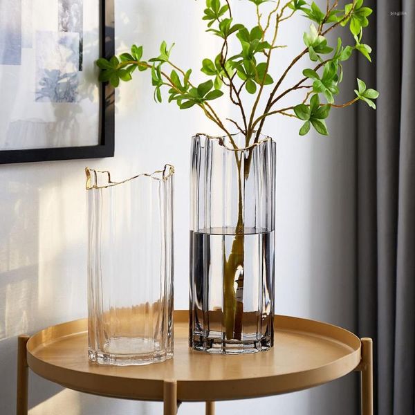 Vases nordique irrégulier Vase Transparent verre moderne décoration de la maison créatif pot de fleur salon décor accessoires cadeau