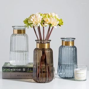 Vases Nordic Light Vase en verre de luxe Décoration Salon Maison Table à manger Fleur séchée